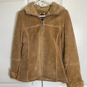 Tan Suede Jacket with sherpa lining and hood
